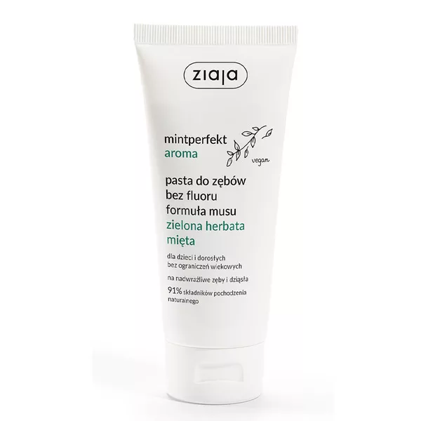 Ziaja Mintperfekt Aroma, pasta do zębów bez fluoru, mus zielona herbata mięta, 100ml