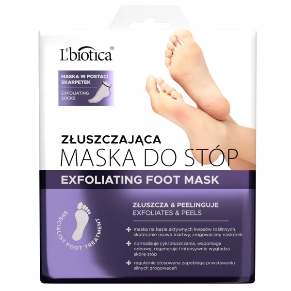 L'biotica Złuszczająca maska do stóp 1 para