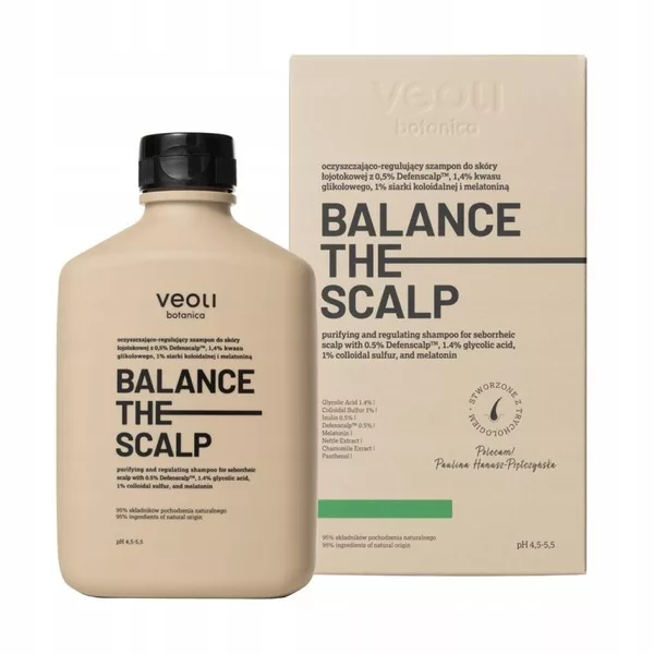 Veoli Botanica Balance the Scalp, oczyszczająco-regulujący szampon do skóry łojotokowej, 300ml