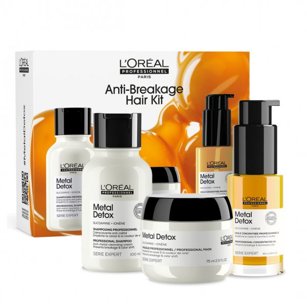 Loreal Metal Detox, zestaw po koloryzacji i dekoloryzacji, szampon + maska + olejek, travel size