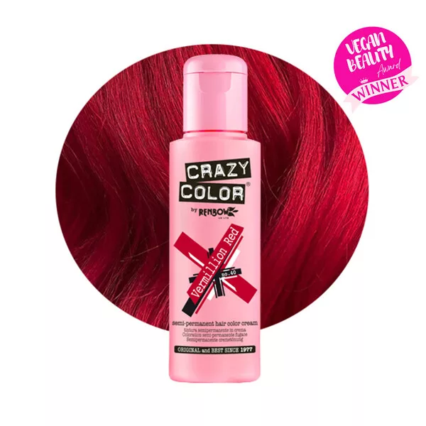 Crazy Color, toner odżywczy do włosów, Vermilion Red - czerwony cynober, nr 40, 100ml