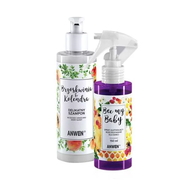 Anwen, zestaw ułatwiający rozczesywanie, dla dzieci, szampon + spray do rozczesywania