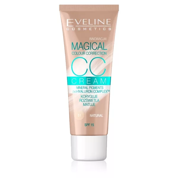 Eveline Magical Colour Correction CC, multifunkcyjny podkład, 51 natural, 30ml