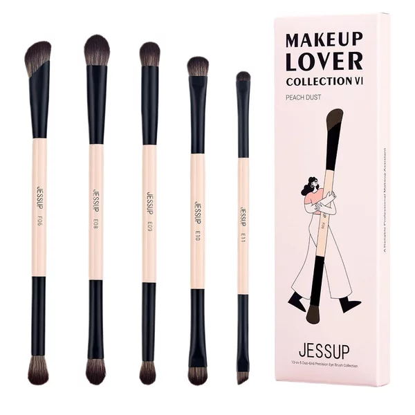 Jessup 10-in-5 Duo-End Brush Versatility Collection zestaw dwustronnych pędzli do makijażu Peach Dust 5szt.