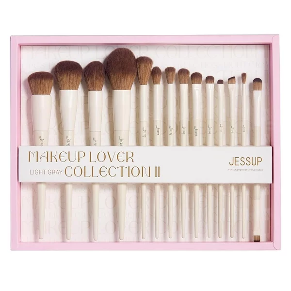 Jessup Makeup Lover Light Gray Collection II zestaw pędzli do makijażu T329-G 14szt.