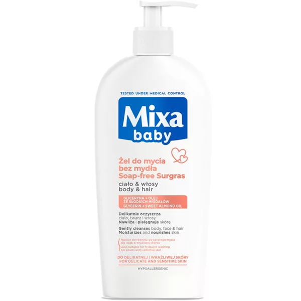 Mixa Baby, łagodny szampon i płyn do kąpieli 2w1 dla dzieci, 400ml