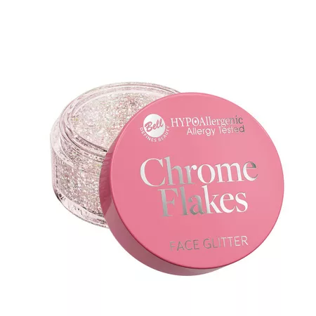 Bell HYPOAllergenic Chrome Flakes Face Glitter, brokat do twarzy, 001, 5g