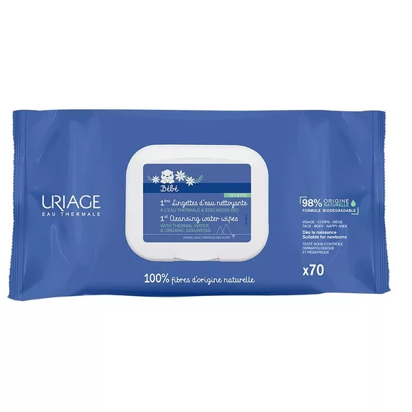 Uriage Bebe 1st Cleansing Water Wipes chusteczki pielęgnacyjne dla dzieci 70szt