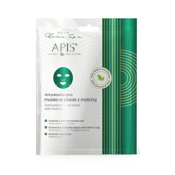 Apis Maska w płacie, maska antyoksydacyjna z matchą, 20g