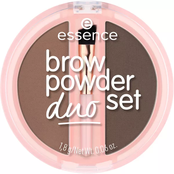 Essence Brow Powder Duo Set, pudrowy zestaw do brwi, efekt zdefiniowanych brwi, 02 - Medium, 1.8g