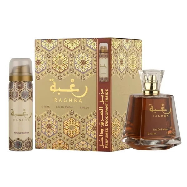 Lattafa Raghba zestaw woda perfumowana spray 100ml + dezodorant spray 50ml (U)