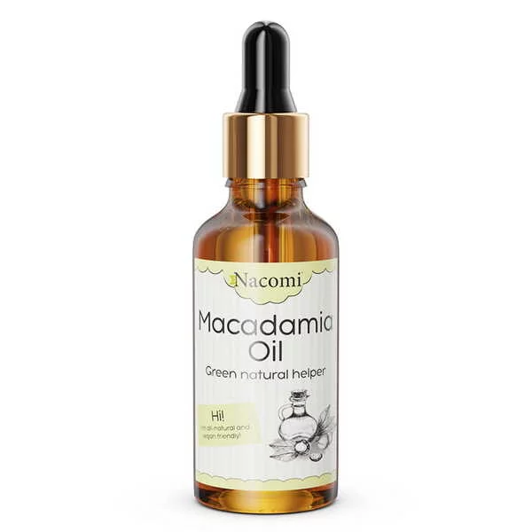 Nacomi, olej macadamia z pipetą do twarzy, ciała i włosów, 50ml
