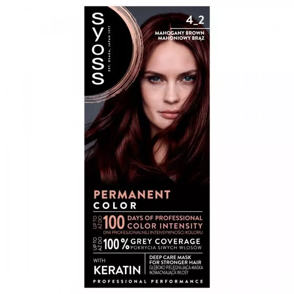 Syoss Permanent Coloration farba do włosów trwale koloryzująca 4_2 Mahoniowy Brąz