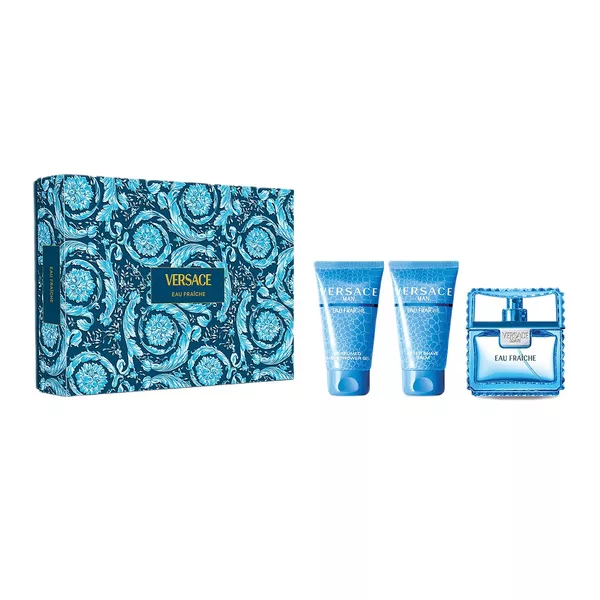 Versace Man Eau Fraiche zestaw woda toaletowa spray 50ml + żel pod prysznic 50ml + balsam po goleniu 50ml (M)