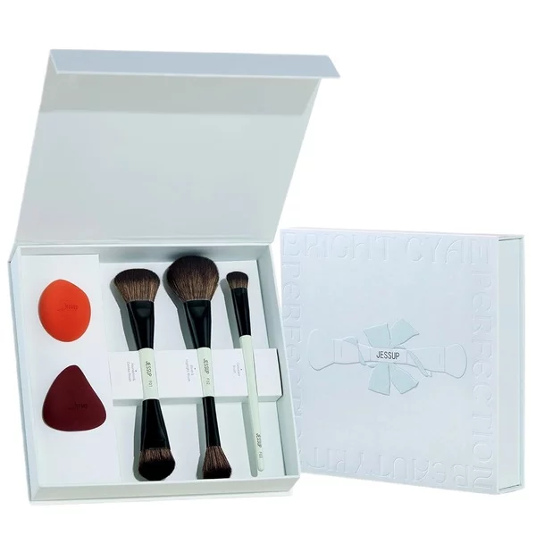Jessup Ultimate Travel Makeup Tool Gift Kit zestaw pędzle do makijażu 3szt. + gąbeczki do makijażu 2szt. T510