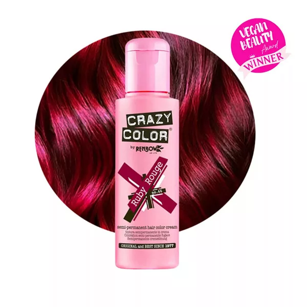 Crazy Color, toner odżywczy do włosów, Ruby Rouge - rubinowy róż, nr 66, 100ml