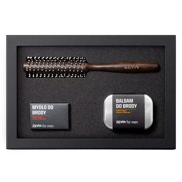 ZEW for Men, zestaw prezentowy Broda Na Sztorc, roller + mydło + balsam do brody, 85ml+80ml