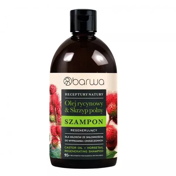 Barwa Receptury Natury regenerujący szampon do włosów Olej rycynowy + Skrzyp polny 380ml