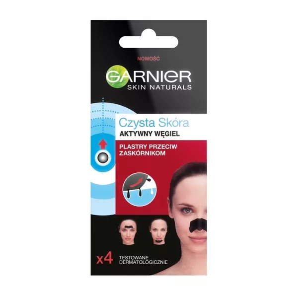 Garnier Czysta Skóra Plastry przeciw zaskórnikom z aktywnym węglem 4 szt.