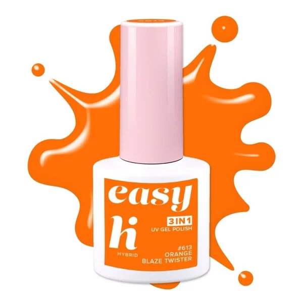 hi hybrid EASY 3in1, lakier hybrydowy, #613 Orange Blaze Twister, 5ml
