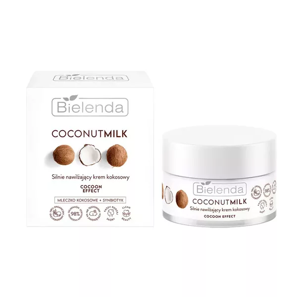 Bielenda Coconut Milk Silnie Nawilżający Krem Kokosowy Cocoon Effect, 50ml