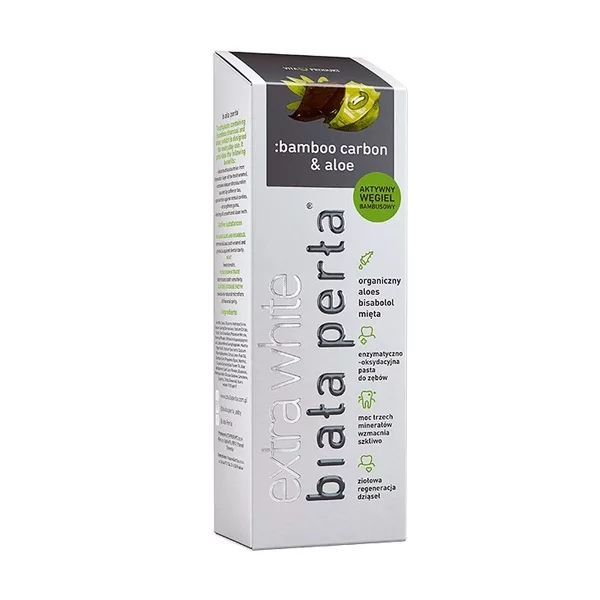 Biała Perła Bamboo Carbon & Aloe czarna pasta wybielająca do zębów 75ml