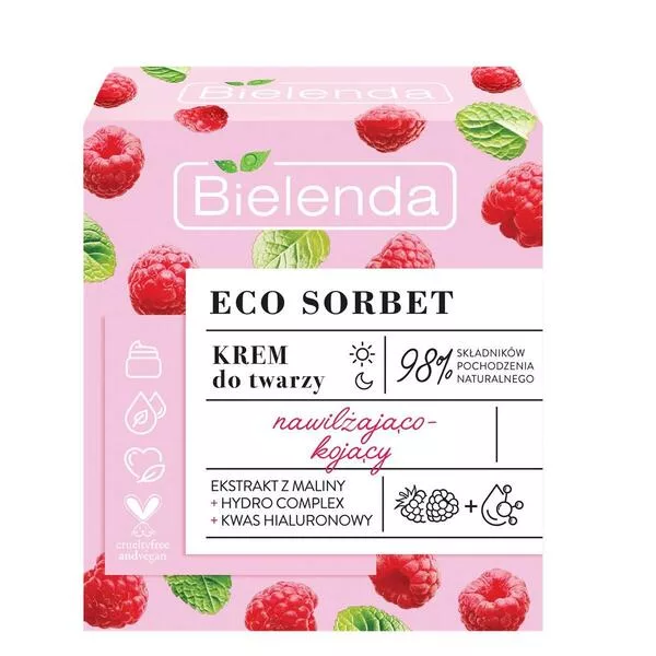 Bielenda Eco Sorbet Malina - Krem - Nawilżająco-kojący, 50ml