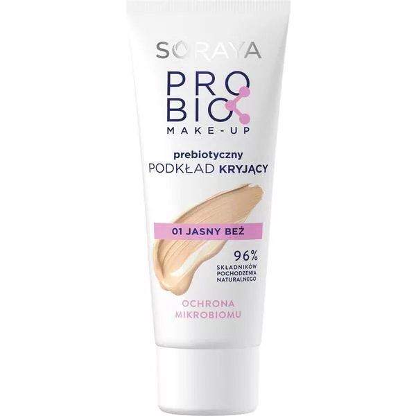 Soraya Probio Make-up, Prebiotyczny podkład kryjący, 01 jasny beż, 30ml