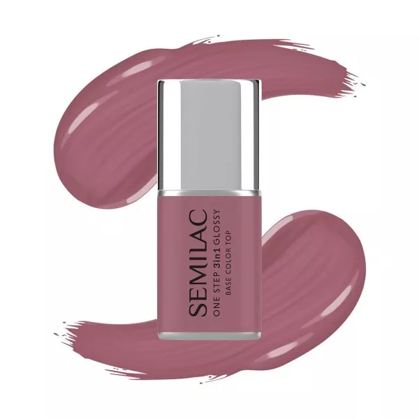 Semilac 3w1 One Step Glossy, lakier hybrydowy, S201 Earth Pink, 7ml
