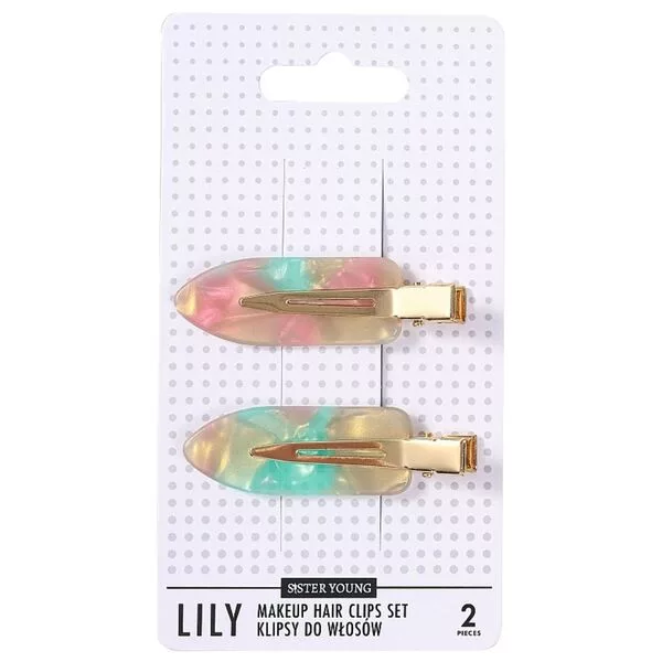Sister Young Lily klipsy do włosów do makijażu Pink Green 2szt