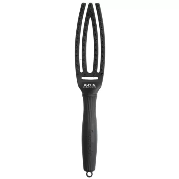 Olivia Garden Fingerbrush, szczotka do rozczesywania i masażu z włosiem dzika, mała, full black