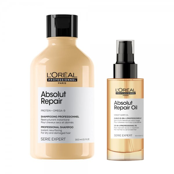 Loreal Absolut Repair, zestaw do włosów zniszczonych, szampon + serum