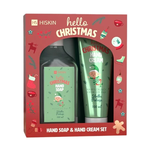 HiSkin Hello Christmas Słodka Pistacja zestaw krem do rąk 60ml + mydło do rąk Słodka Pistacja 200ml