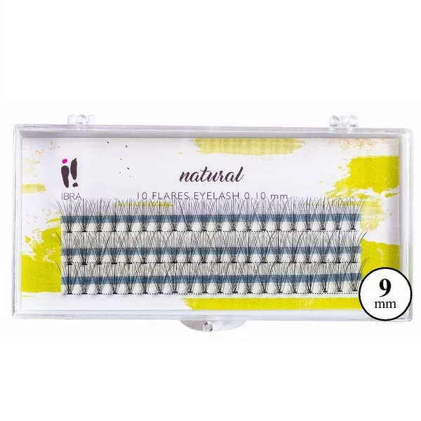 Ibra Kępki sztucznych rzęs Natural Knot-Free 0.10 C-9mm