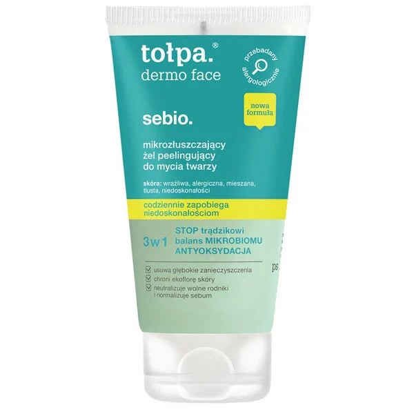 Tołpa Dermo Face Sebio, mikrozłuszczający żel peelingujący do mycia twarzy, 150ml