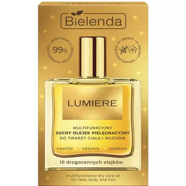 Bielenda Lumiere, multifunkcyjny suchy olejek pielęgnacyjny do twarzy, ciała i włosów, 50ml