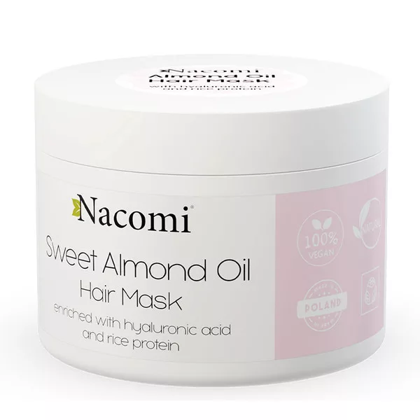 Nacomi, maska do włosów z olejem ze słodkich migdałów, kwasem hialuronowym i proteinami ryżu, 200ml
