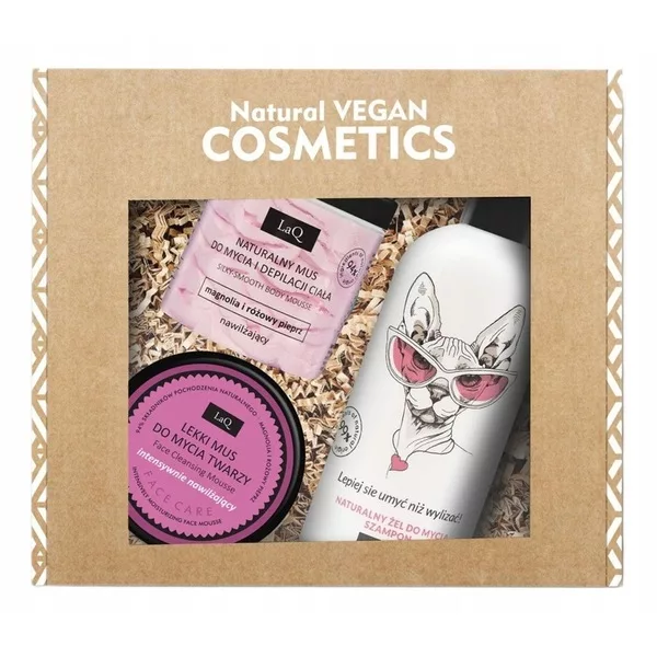 LaQ Music, zestaw, żel Kotka 300ml + mus do mycia twarzy 40g (Magnolia) + mus do depilacji Magnolia 100g (sianko)
