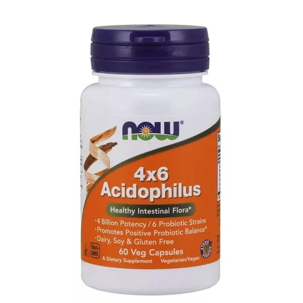 Now Foods Acidophilus 4X6 probiotyk suplement diety 60 kapsułek