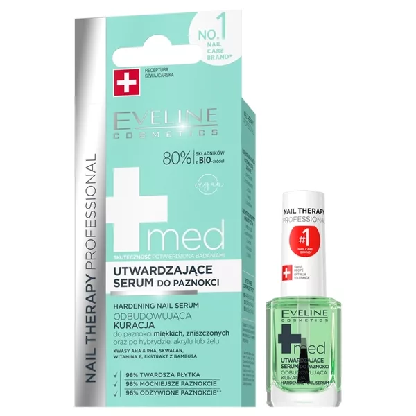 Eveline Nail Therapy Professional, med+ utwardzające serum do paznokci, 12ml