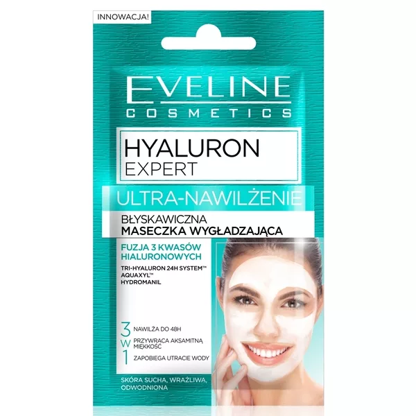 Eveline Hyaluron Clinic, błyskawiczna maseczka wygładzająca, 7ml