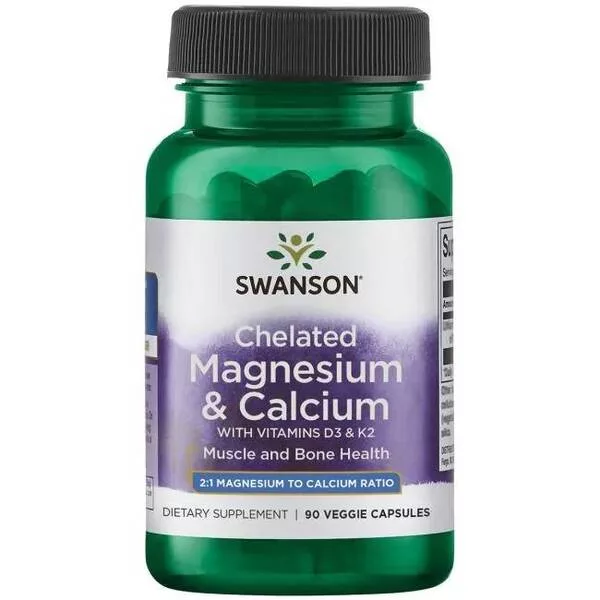 Swanson Albion Chelat Magnezu i Wapnia z D-3 i K-2