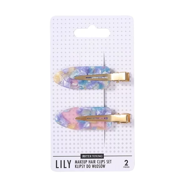 Sister Young Lily klipsy do włosów do makijażu Pink Blue 2szt