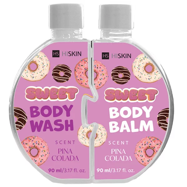 HiSkin Puzzle Body Pina Colada zestaw żel do mycia 90ml + balsam do ciała 90ml