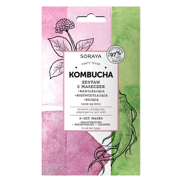 Soraya Kombucha, zestaw trzech maseczek, 3x8ml