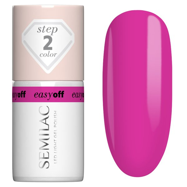 Semilac Easy Off Led Light, utwardzany lakier do paznokci do usunięcia zmywaczem, L16 Magent Crush, 7ml