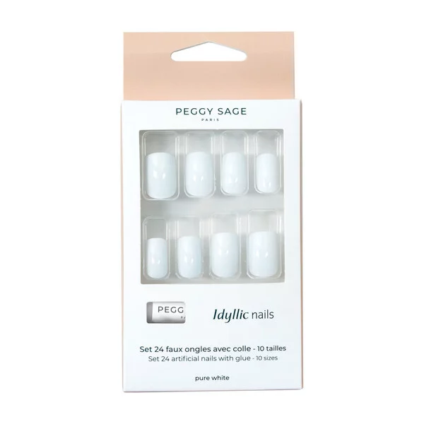Peggy Sage, zestaw sztucznych paznokci Idyllic nails pure white