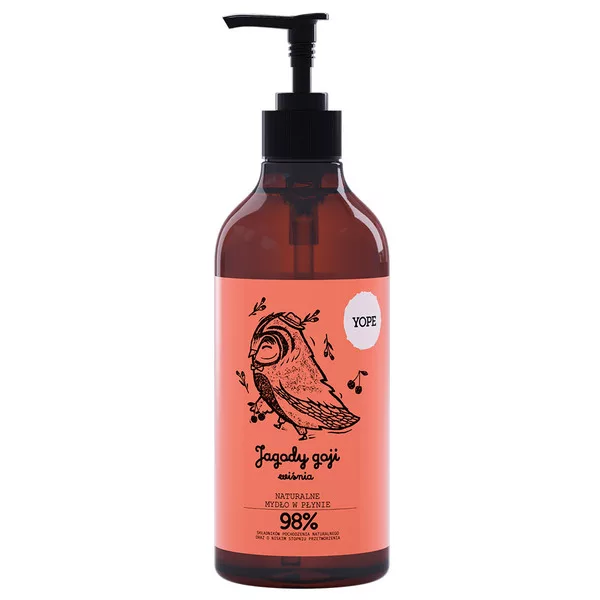Yope Naturalne mydło w płynie, Jagody Goji i Wiśnia, 500ml