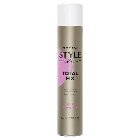 Inebrya Style-In Total Fix, lakier do włosów, ekstra mocny, 500ml