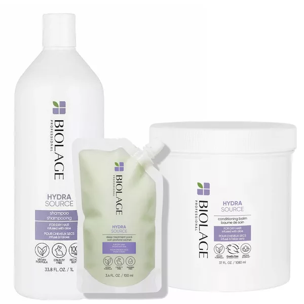 Biolage HydraSource, zestaw XL nawilżający do włosów suchych, szampon + odżywka + kuracja